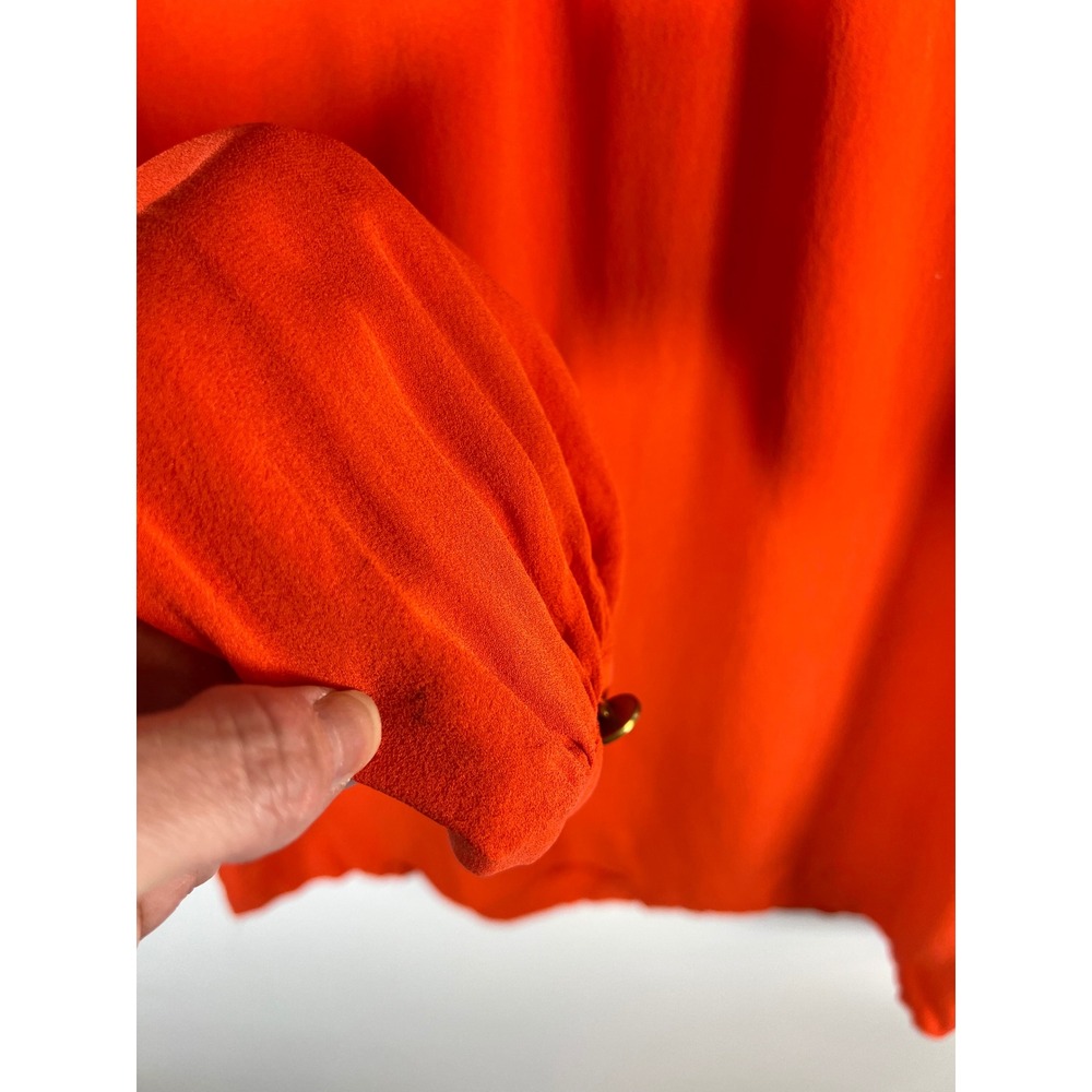 Tory Burch Orange 100% Silk Long Sleeve Blouse Top Style 11111168 Womens Size 2 - Picture 11 of 12